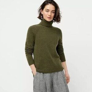 NWT J.Crew Collection Olive Marled Wool Alpaca Turtleneck Sweater XXS